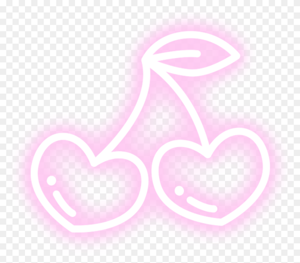 Sticker Cute Kawaii Tumblr Neon Kawaii Tumblr Cherry Neon Sign, Cream, Dessert, Food, Icing Png Image