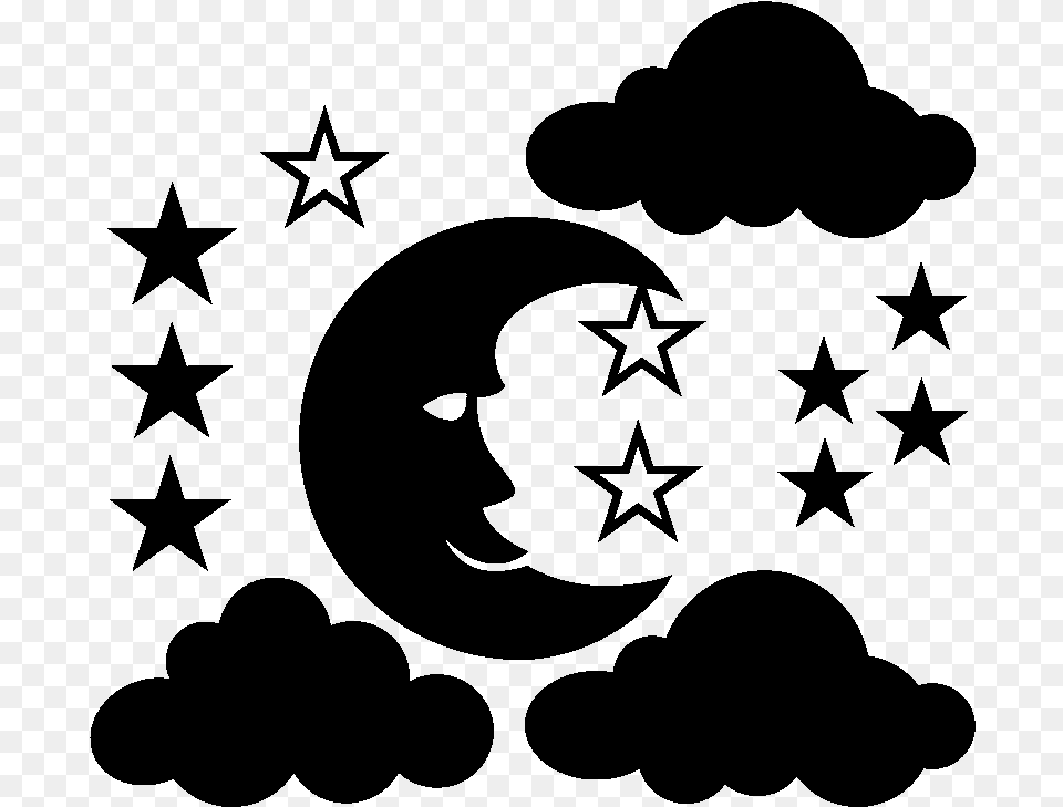 Sticker Etoiles Lune Et Nuages Ambiance Sticker Kc Star Icon Set, Gray Png Image