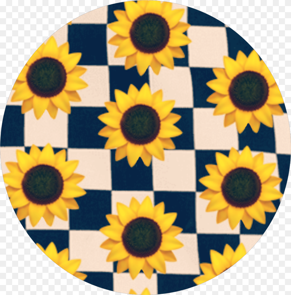 Sticker Flower Circle Checkerboard Background With Flowers, Chess, Game, Home Decor, Plant Free Png Download
