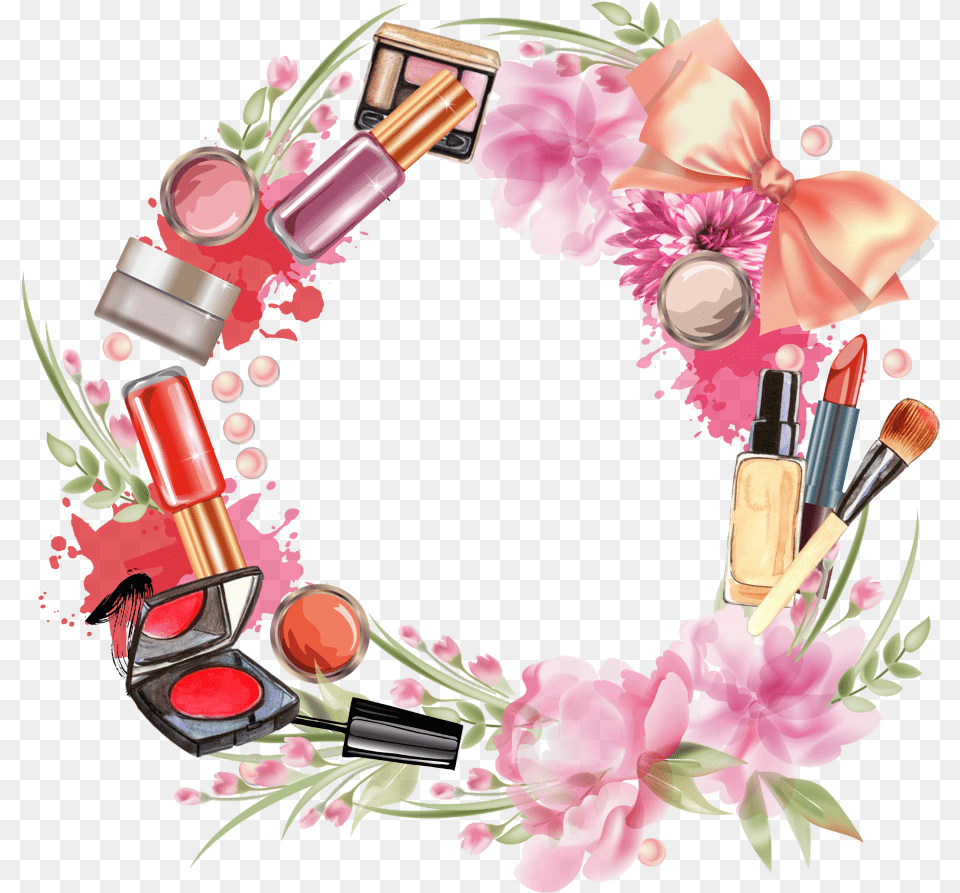 Sticker Frame Border Circle Roundframe Makeup Cosmetics Clipart, Lipstick, Brush, Device, Tool Png Image