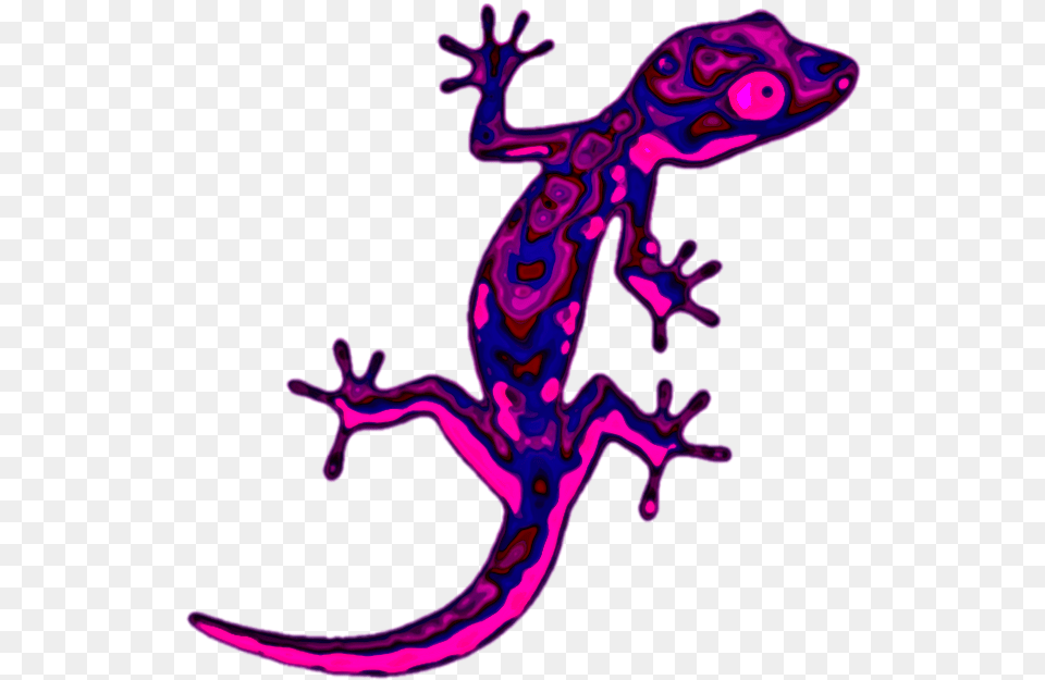 Sticker Geco Lizard Reprile Trippy Psycadelic Neon Gecko Clipart, Animal, Reptile, Purple, Dinosaur Free Png Download