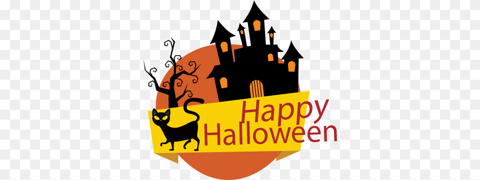 Sticker Halloween Banner Messages Sticker 10 Happy Halloween Haunted Castle Tote Bags Canvas Shoulder, Animal, Cat, Mammal, Pet Png