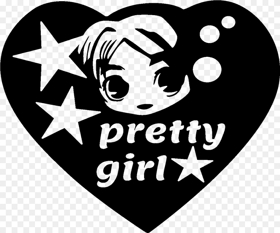 Sticker Jolie Fille Manga Dans Un Coeur Ambiance Sticker Illustration, Gray Free Transparent Png