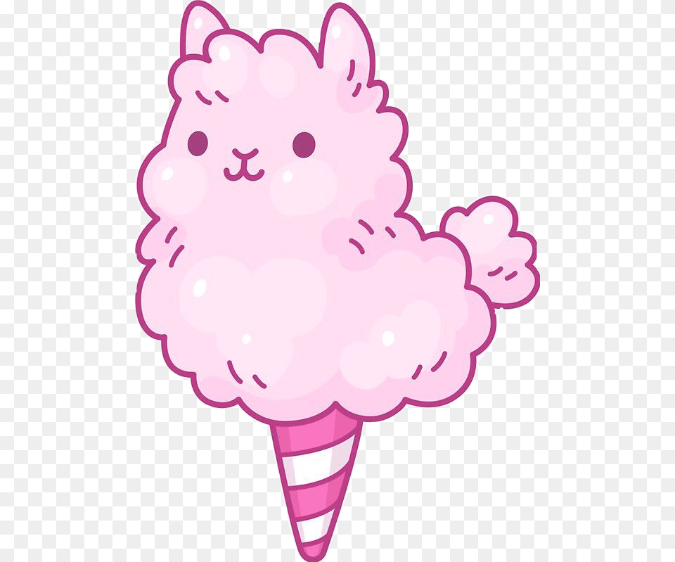 Sticker Kawaii Cute Cottoncandy Lama Llama Alpaca Cotton Candy Llama Kawaii, Cream, Dessert, Food, Ice Cream Png