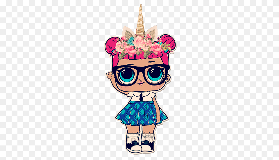 Sticker Lol Doll Unicorn, Person, Book, Comics, Publication Png