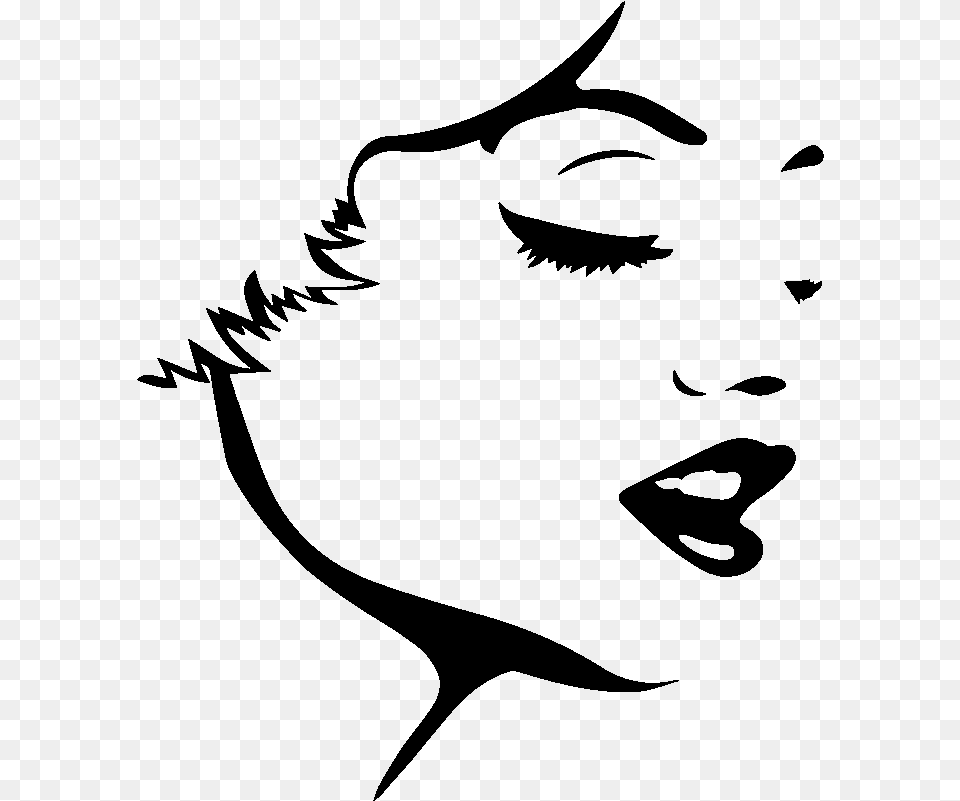 Sticker Marilyn Monroe Visage Ambiance Sticker Kc 2666 Outline Of A Face Art, Gray Png Image