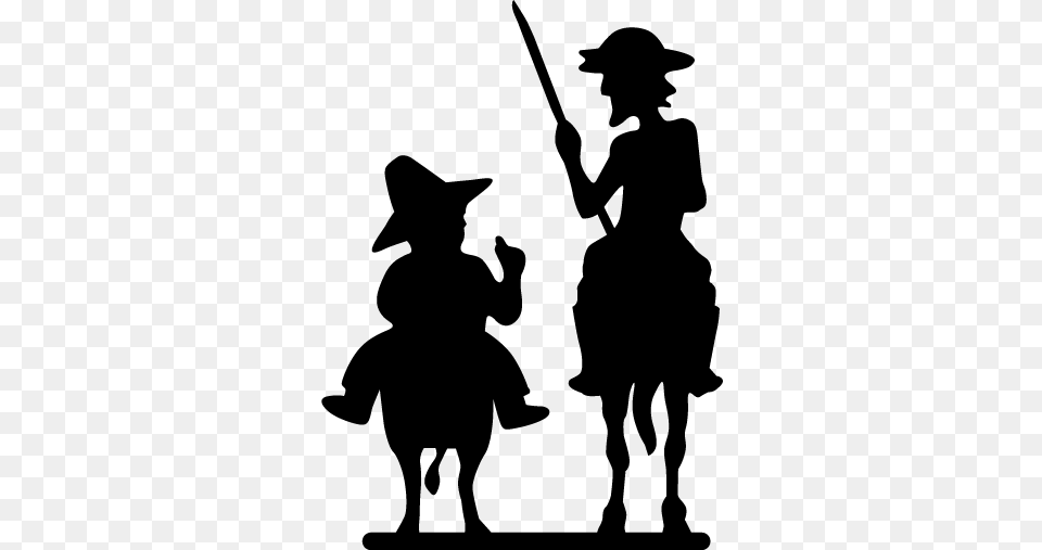 Sticker Of Don Quixote And Sancho, Silhouette, Person, People, Clothing Free Png Download