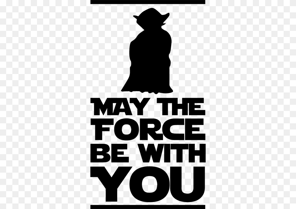 Sticker Of The Phrase Yoda May The Force Be With You Drawing, Gray, Lighting Png Image