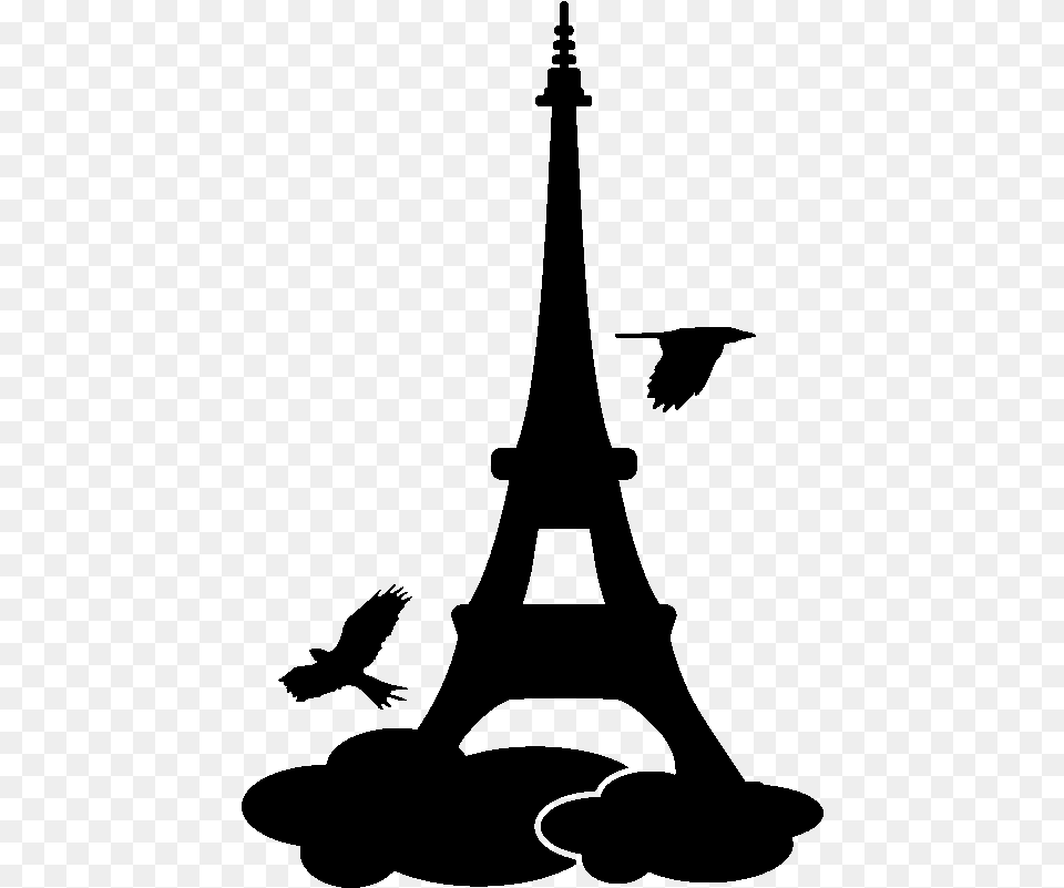 Sticker Oiseaux Sur La Tour Eiffel Ambiance Sticker Love Paris, Gray Free Png Download