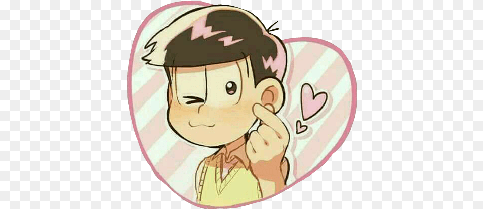 Sticker Osomatsu San Sticker By Zakuro Martinez Chibi With Finger Heart, Book, Comics, Publication, Baby Free Transparent Png