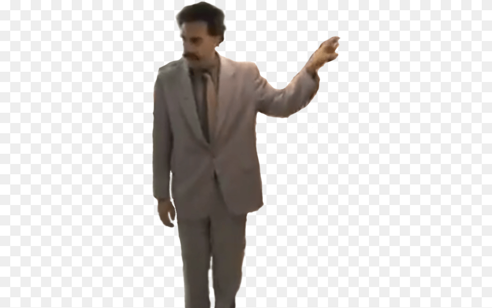 Sticker Other Borat Kazakhstan Cheese What, Suit, Person, Head, Hand Png Image