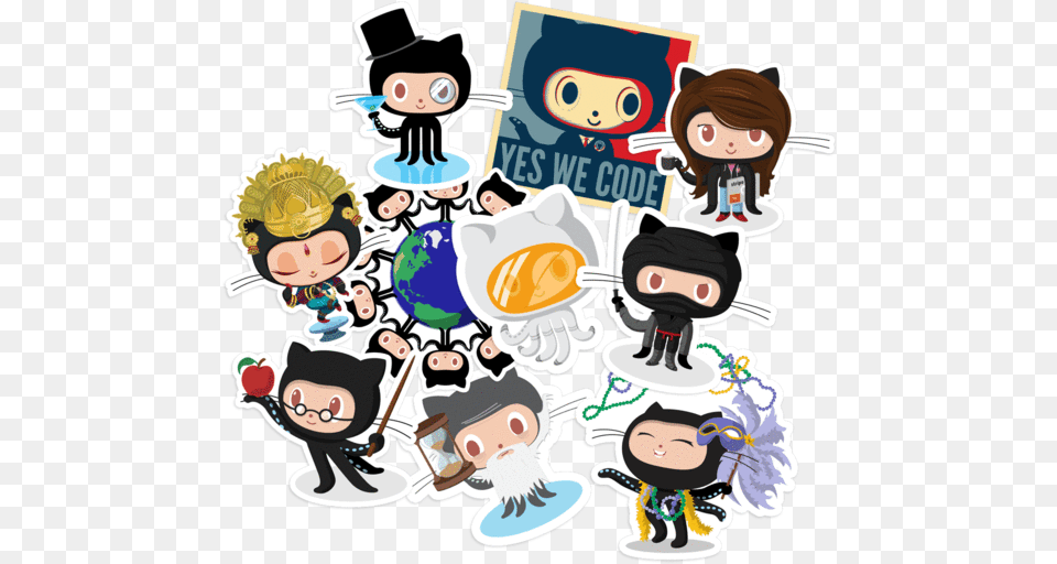 Sticker Packs Github Octocat, Person, People, Art, Collage Png Image