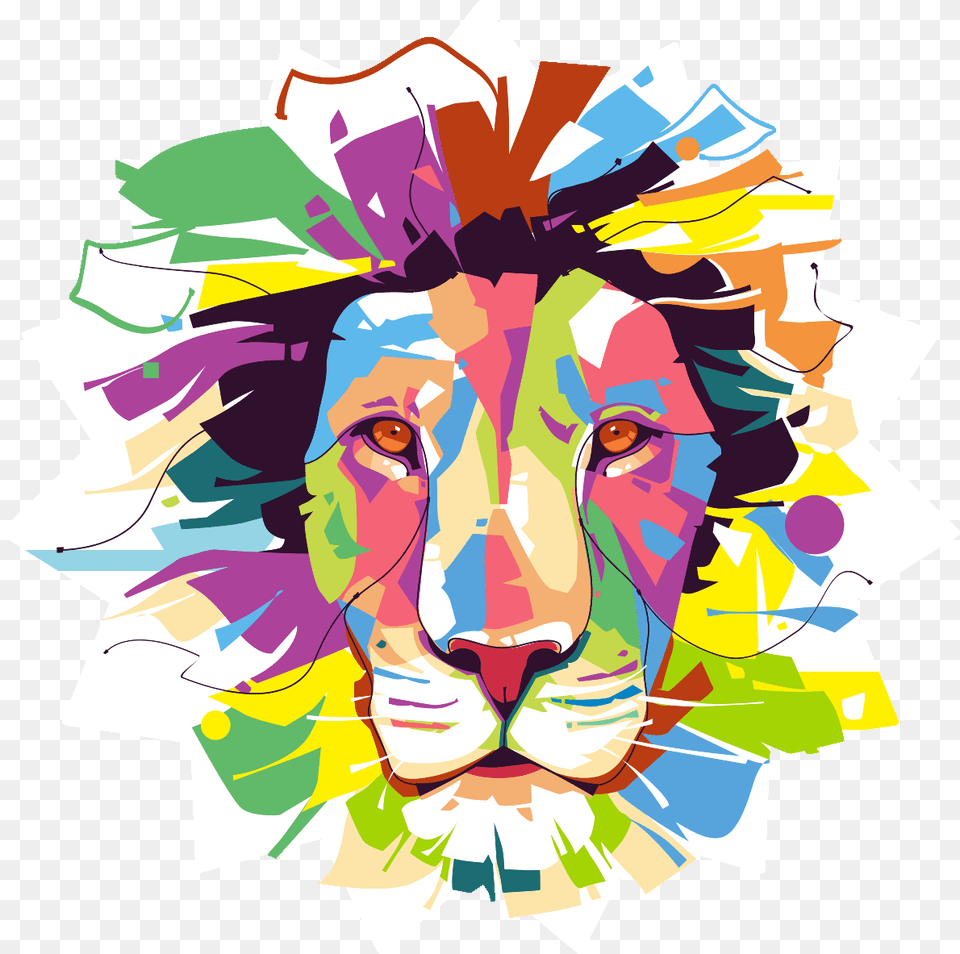 Sticker Pop Art Lion Majestueux Ambiance Sticker Col Lion Match Box Style, Collage, Graphics, Modern Art, Painting Free Png