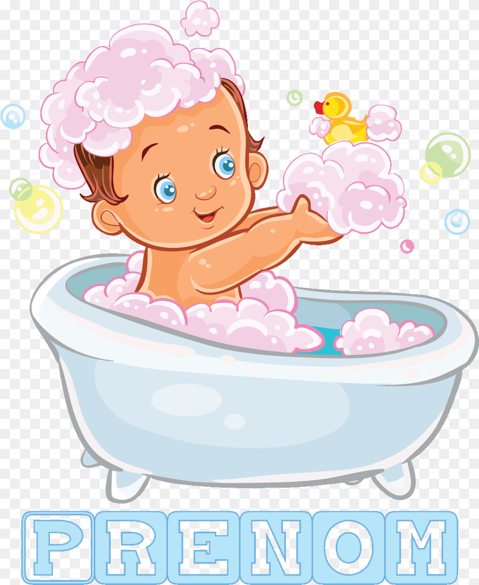 Sticker Prenom Personnalise Bebe Dans Le Bain Ambiance, Tub, Bathing, Bathtub, Person Free Png