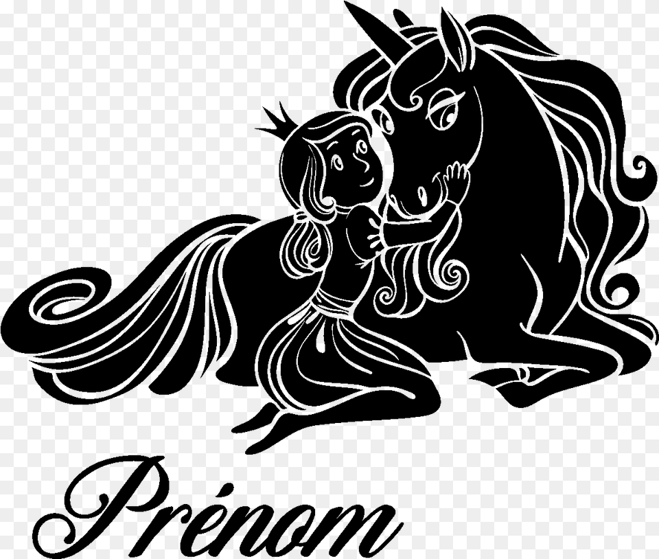 Sticker Prenom Personnalise Licorne Et La Princesse Stickers Princesse Prenom, Gray Free Transparent Png