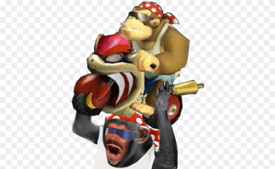 Sticker Risitas Eussou Singe Funky Kong Donkey Dk Mario Mario Kart Wii Transparent, Baby, Person, Face, Head Png Image