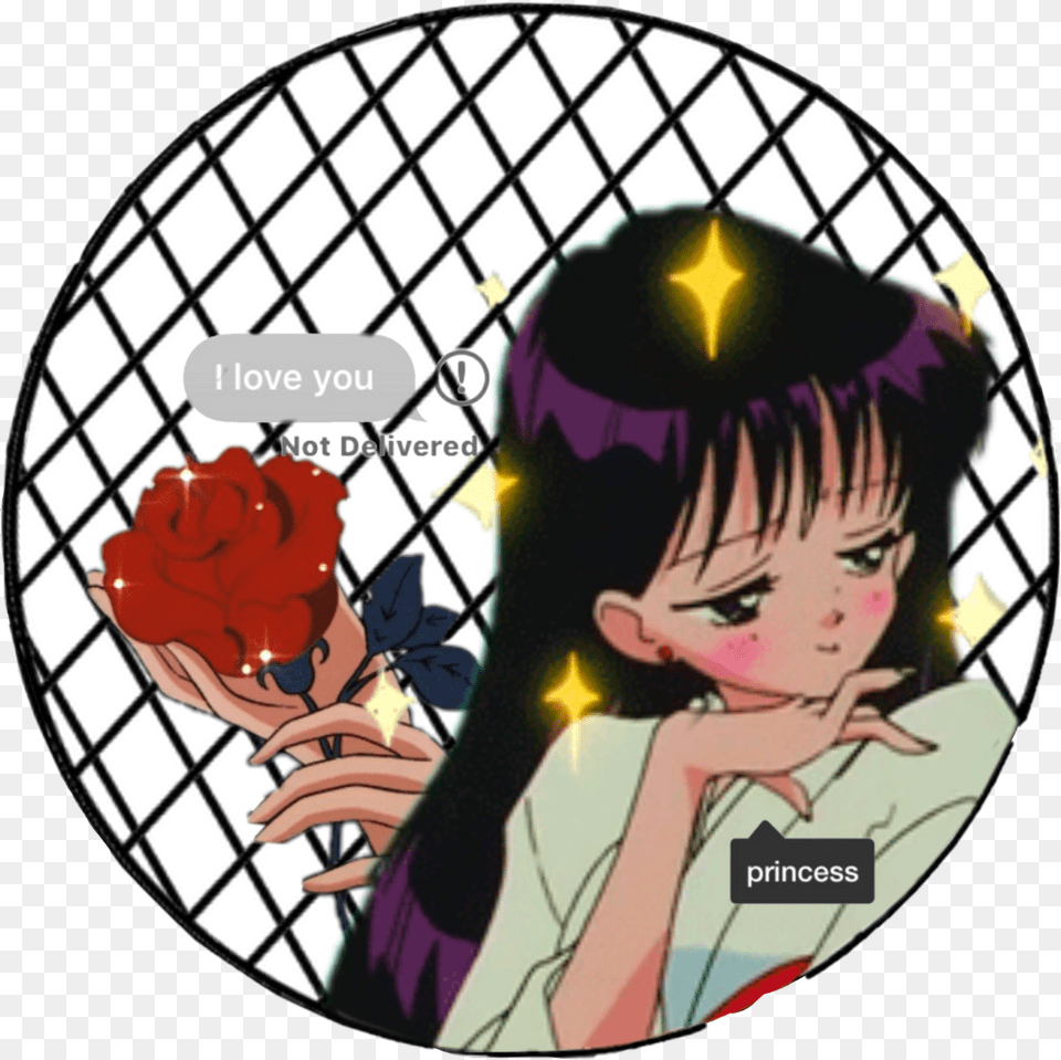 Sticker Sailormoon Sailormars Rose Textbubble Pfp Profi Aesthetic Profile Picture Sailor Moon, Book, Comics, Publication, Person Free Png