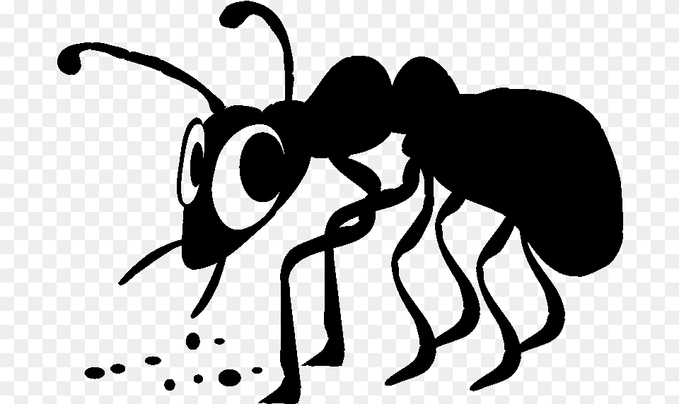 Sticker Silhouette Fourmi Avec Des Grands Yeux Ambiance Cartoon Ant, Gray Png