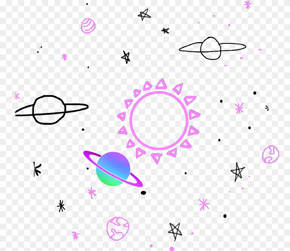 Sticker Space Tumblr Colors Cute Pink Purple Stars Imagen En De Planetas, Art, Graphics, Blackboard Png Image