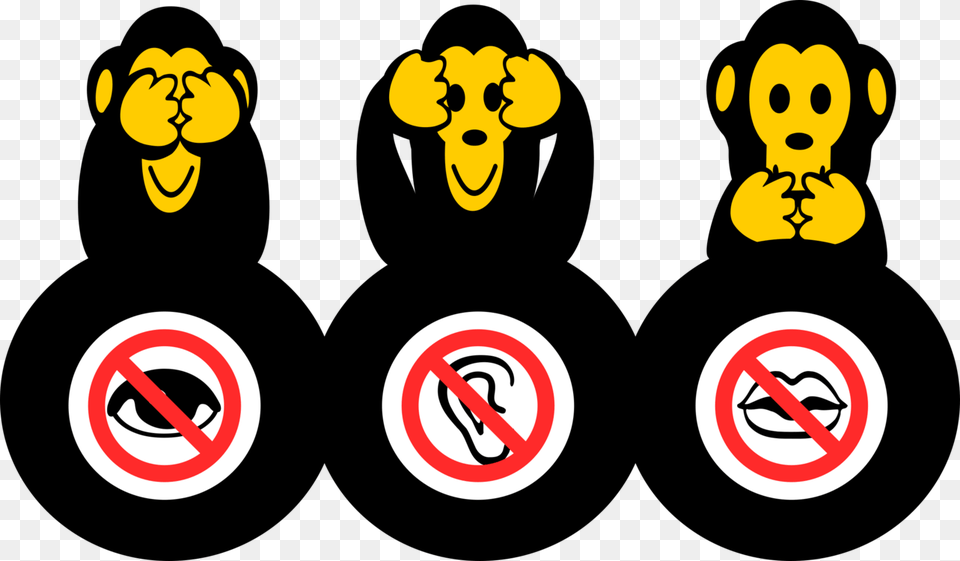 Sticker Three Wise Monkeys Remix Smiley, Symbol, Sign, Animal, Wildlife Png Image