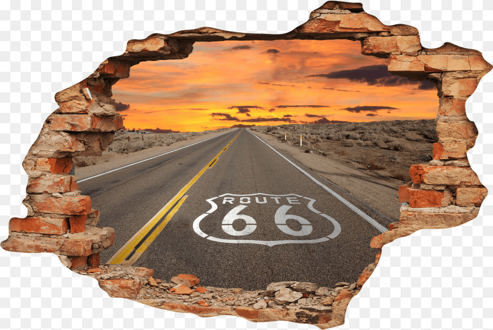 Sticker Trompe L Oeil Route 66 Ambiance Sticker Col Muralunique 12 Feet Wide By 8 Feet High Prepasted, Road, Freeway, Highway, Hole Free Transparent Png