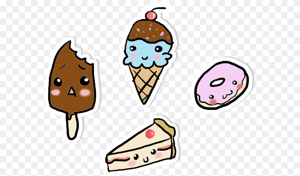 Sticker Tumblr Food, Cream, Dessert, Ice Cream, Face Png Image