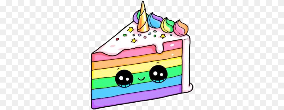 Sticker Unicorn Emoji Cute Love Rainbow Cakestars Kawaii Cute Rainbow Unicorn, Birthday Cake, Icing, Food, Dessert Free Png