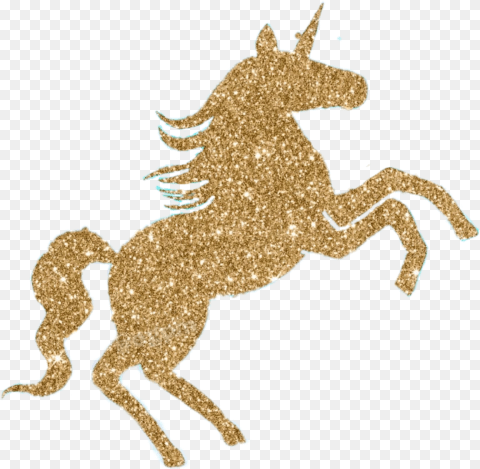 Sticker Unicorn Glitter Gold Beautiful Gold Glitter Golden Unicorn, Animal, Horse, Mammal, Baby Free Png Download