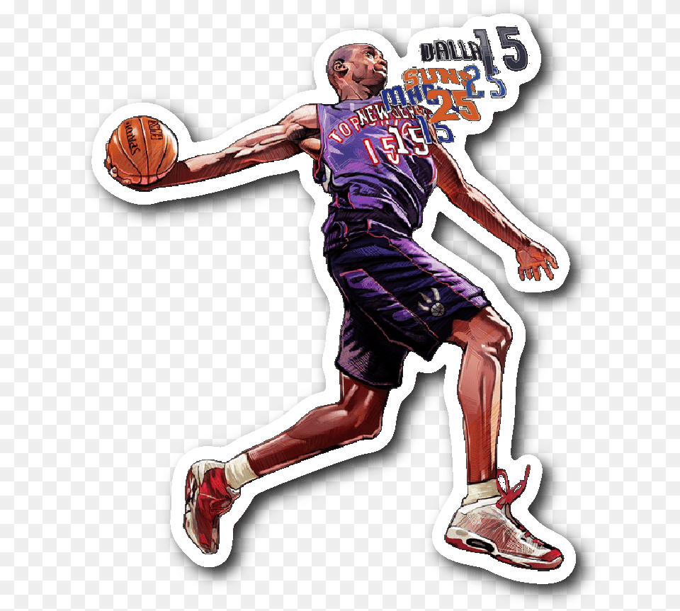 Sticker Vince Carter Over The Years Vinyl Sticker Vince Carter Dunking Transparent, Teen, Person, Boy, Male Png