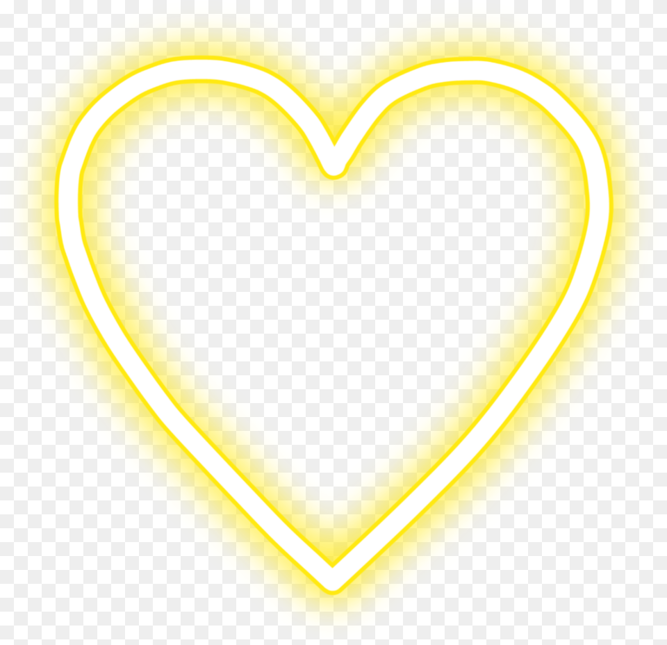Sticker Yellow Neon Heart, Logo, Light Png Image