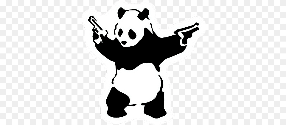 Stickerbanksyartofbanksypandastencilanimalblack Banksy Panda, Stencil, Silhouette, Animal, Bear Png