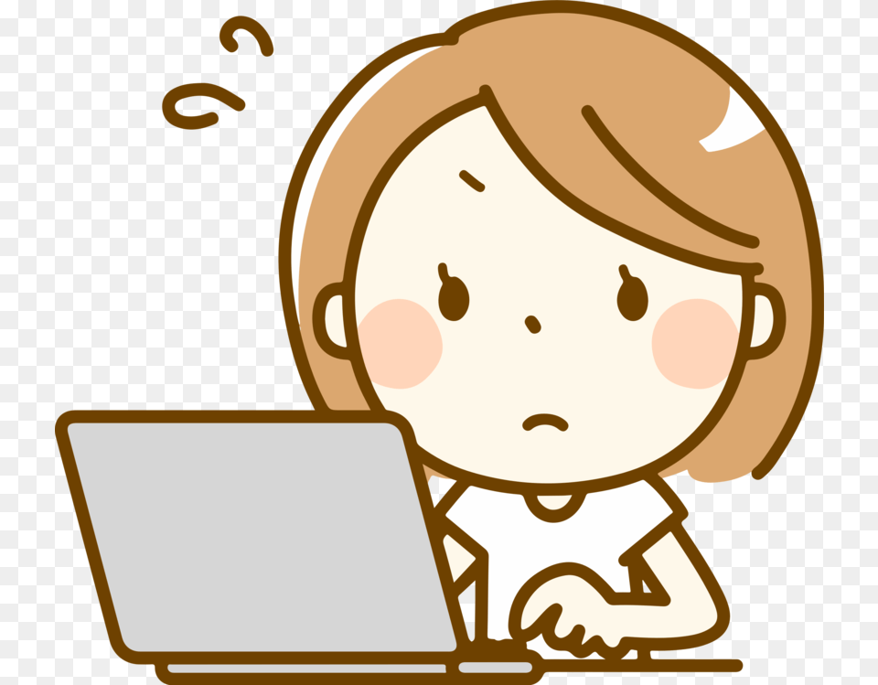 Stickercartoonchild Cartoon Child With Computer, Electronics, Laptop, Pc, Face Free Transparent Png