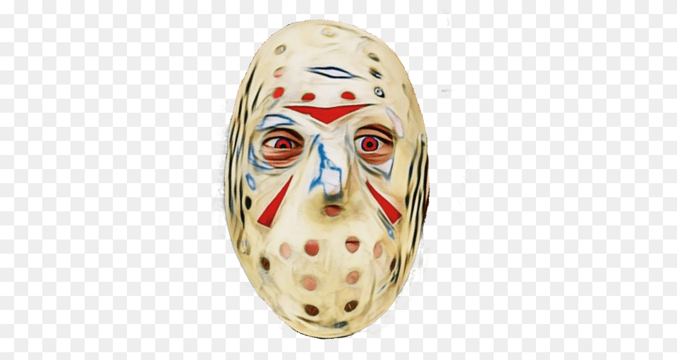 Stickergang Jason Mask Slay All Day Mane Red Eyes Tell Goaltender Mask, Person, Head, Art, Painting Free Transparent Png