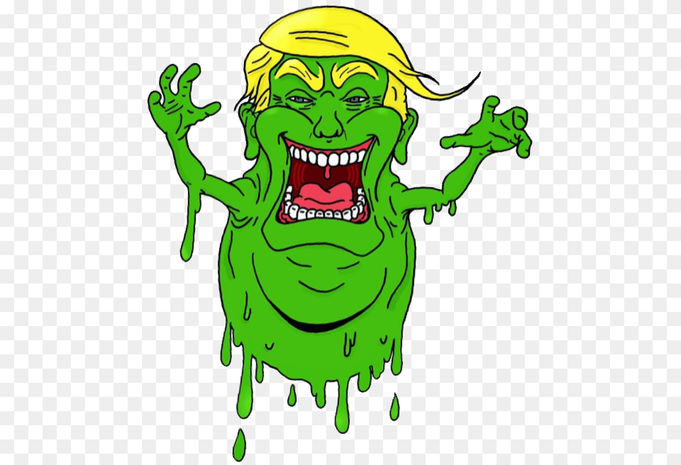 Stickergang Slimer Donald Trump Whougonnacall Donald Trump Slime R, Green, Baby, Person, Alien Free Png