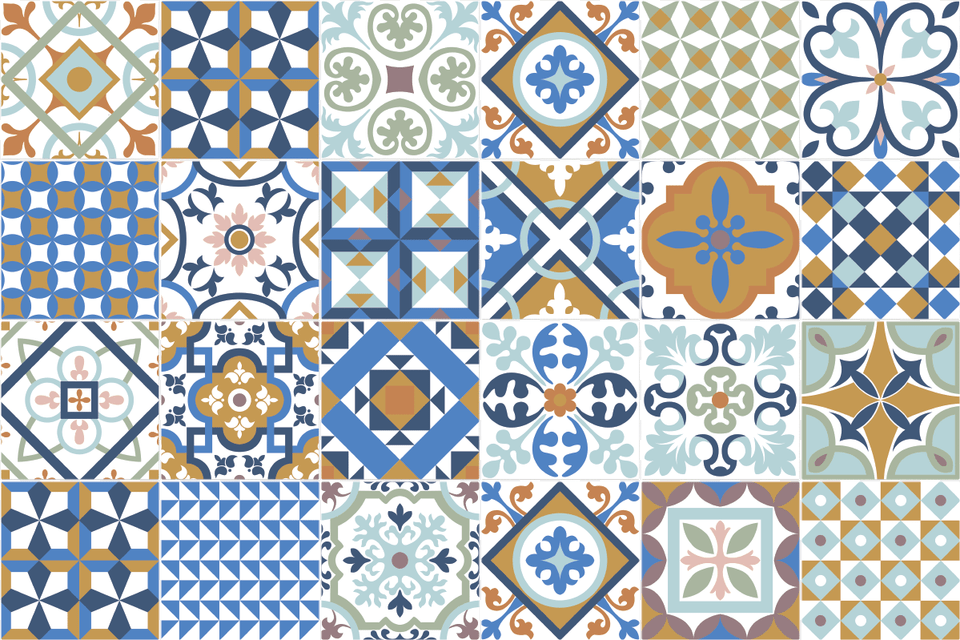 Stickers Carrelages Azulejos Ornements Mosaique Zestaw 24 Naklejek Fanastick Beach, Pattern, Tile, Art, Mosaic Free Png Download