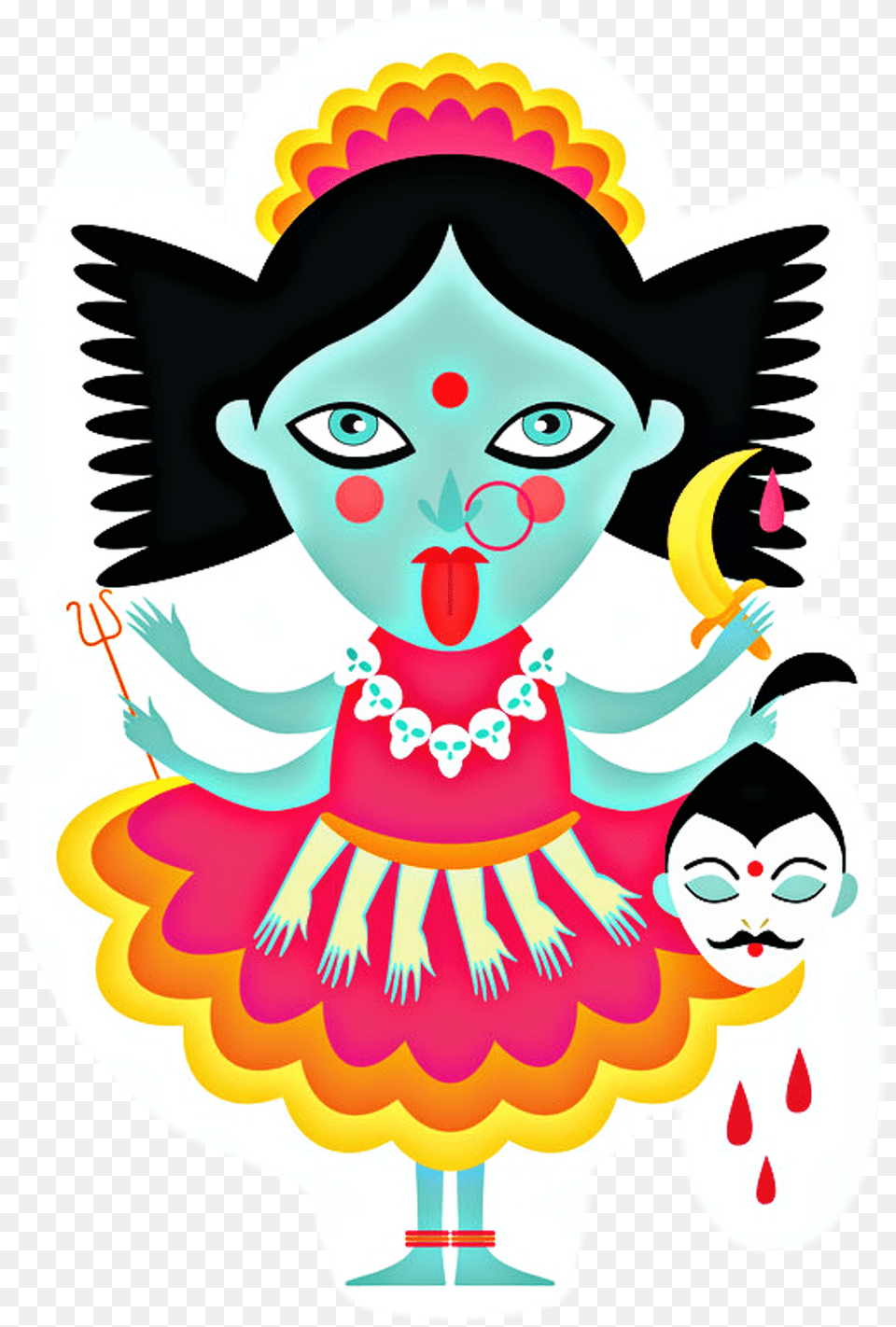Stickers Maakali Kali Kaligoddess Hindu India Cartoon, Baby, Person, Face, Head Free Png Download
