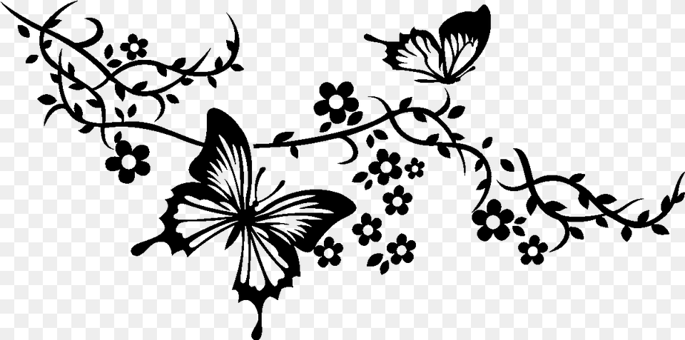 Stickers Muraux Animaux Black Butterflies, Gray Free Png