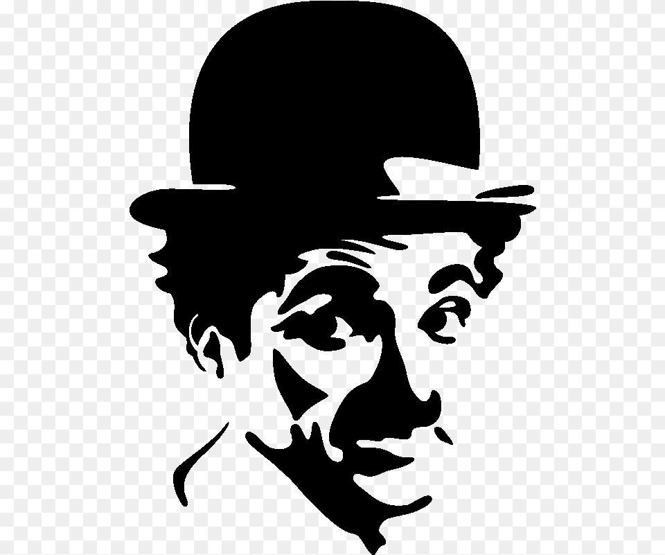 Stickers Muraux Cinma Charlie Chaplin Face Silhouette, Gray Png