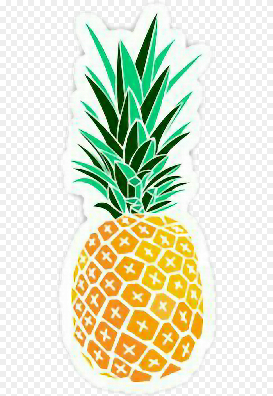 Stickers Tumblr Cute Fruit Yellow Gregreen Ananas Black And White Pineapple, Food, Plant, Produce Png Image