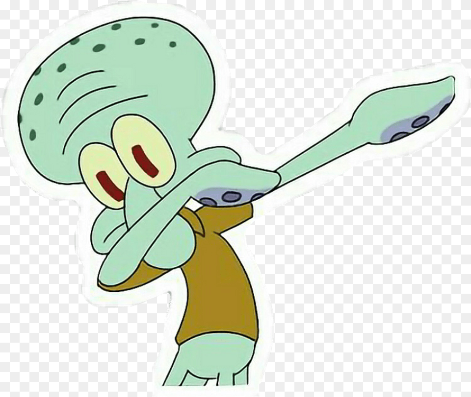 Stickers Tumblr Cute Overlay Spongebob Dab Wooooo Clear Squidward Dabbing Transparent Background, Brush, Device, Tool, Baby Free Png