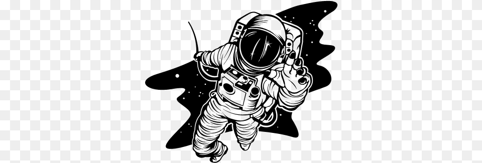 Stickers Tumblr En Blanco Y Negro On Log Wall Illustration Astronaut, Gray Png Image