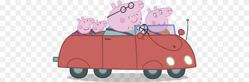 Stickers With A Small Pig And Her Friends Peppa Car, Machine, Wheel, Animal, Bear Png Image