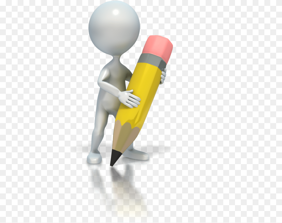 Stickman 3d Cartoon Man Writing Pencil, Boy, Child, Male Free Transparent Png