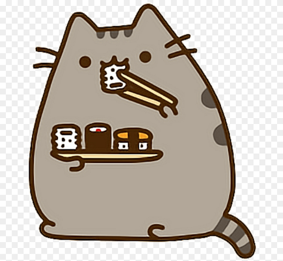 Stickproject Pusheen Sushi Kawaii Cute Freetoedit Pusheen Cat Eating Sushi, Bag, Sack Free Png
