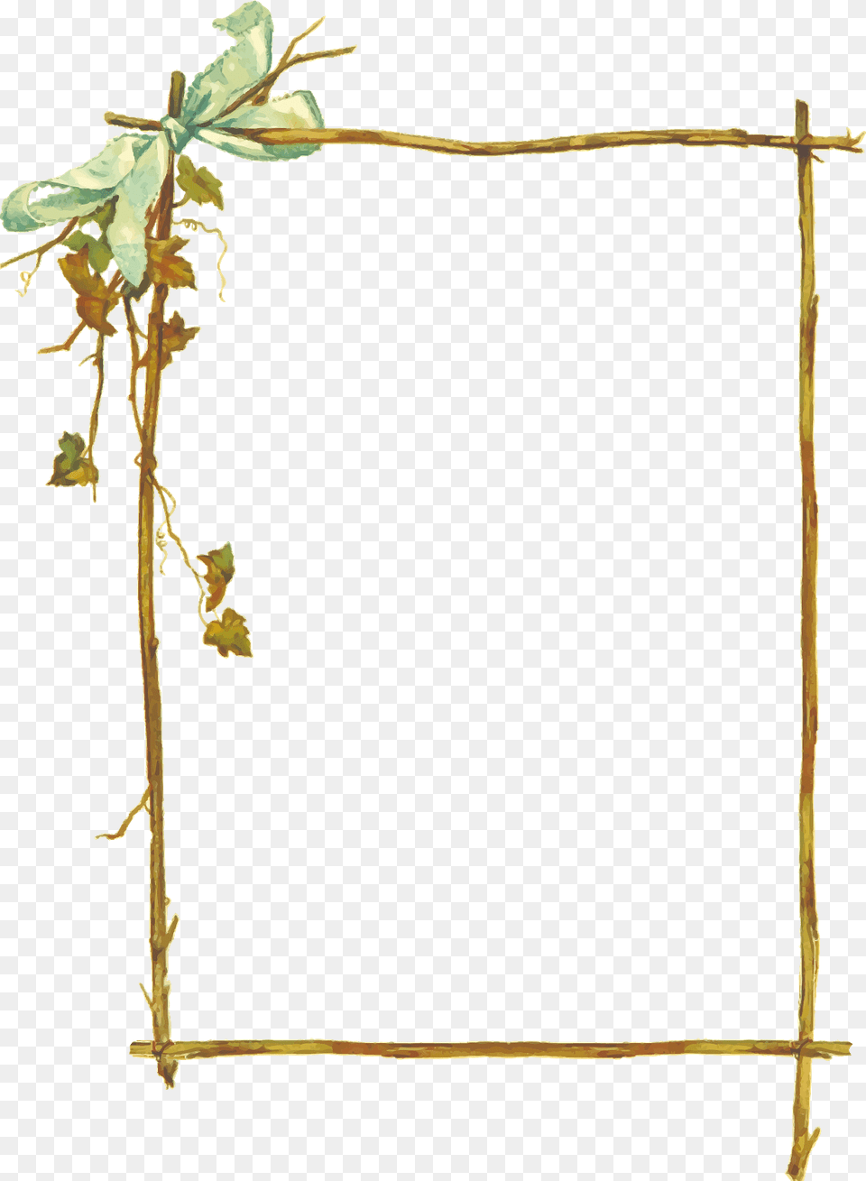 Sticks And Leaves Frame, Art, Painting Free Png Download