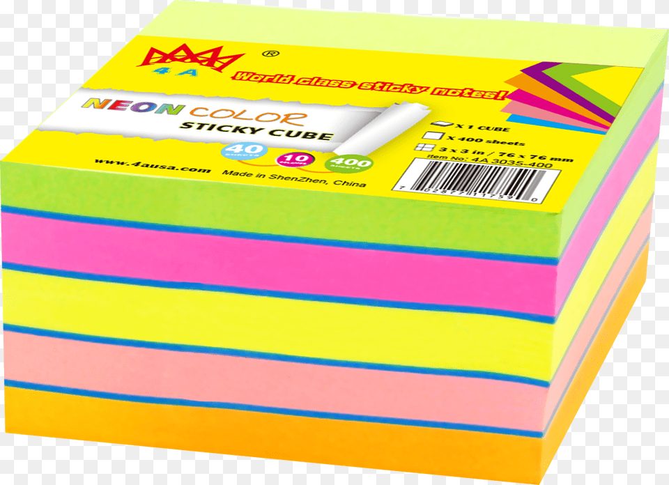 Sticky Note Cube In Ultra Colors Neon Assorted Total Box Png Image