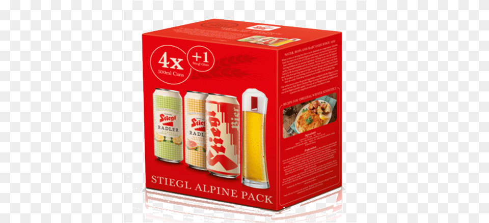 Stiegl Alpine Gift Pack With Glass 4 X 500 Ml Juicebox, Tin, Can, Advertisement, Alcohol Free Transparent Png