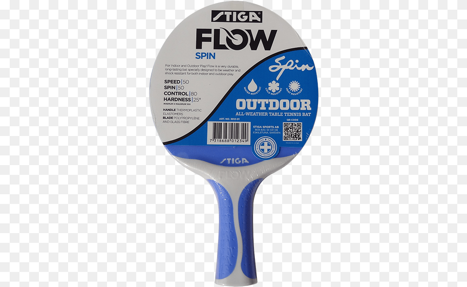 Stiga Flow Spin Outdoor Blue Table Tennis Bat Stiga, Racket, Sport, Tennis Racket, Qr Code Free Png