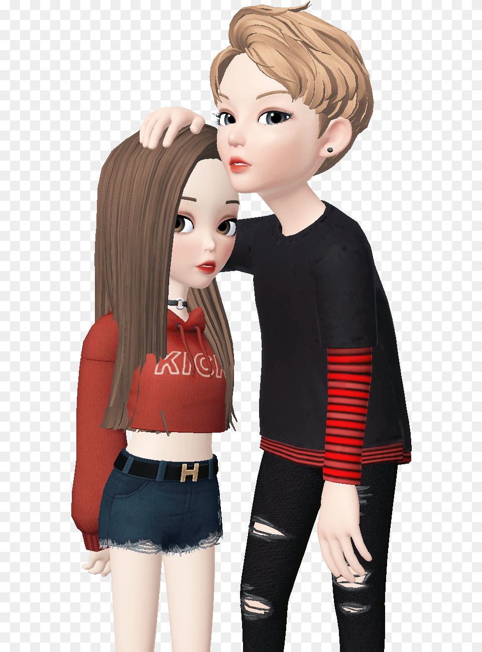 Stiker Beautiful Love Zepeto Anime Girl Boy Zepeto Boy And Girl, Doll, Toy, Face, Head Png Image