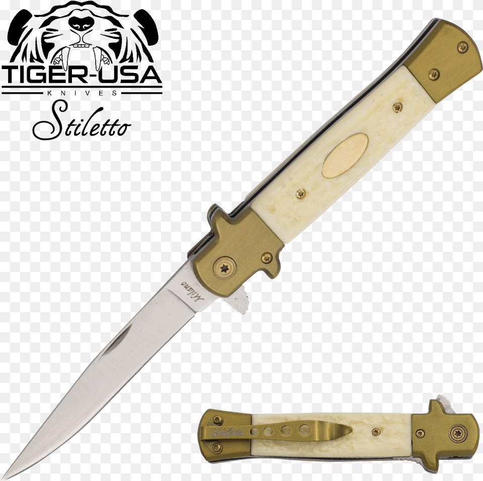 Stiletto Spring Assisted Knife, Blade, Dagger, Weapon Png